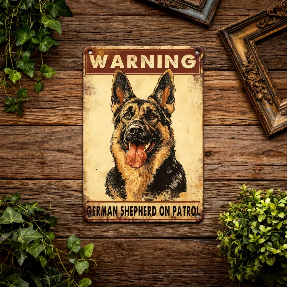 Vintage Collectible Tins - （2D Tin painting）Vintage German Shepherd Metal