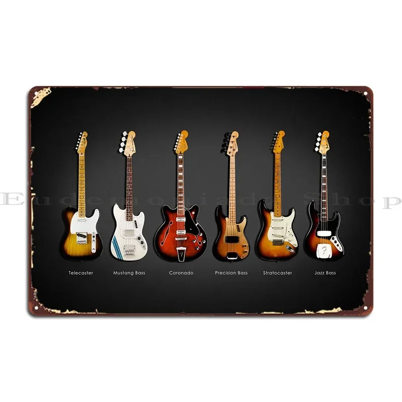 Vintage Collectible Tins - Vintage Guitar Collection Metal Sign Poster