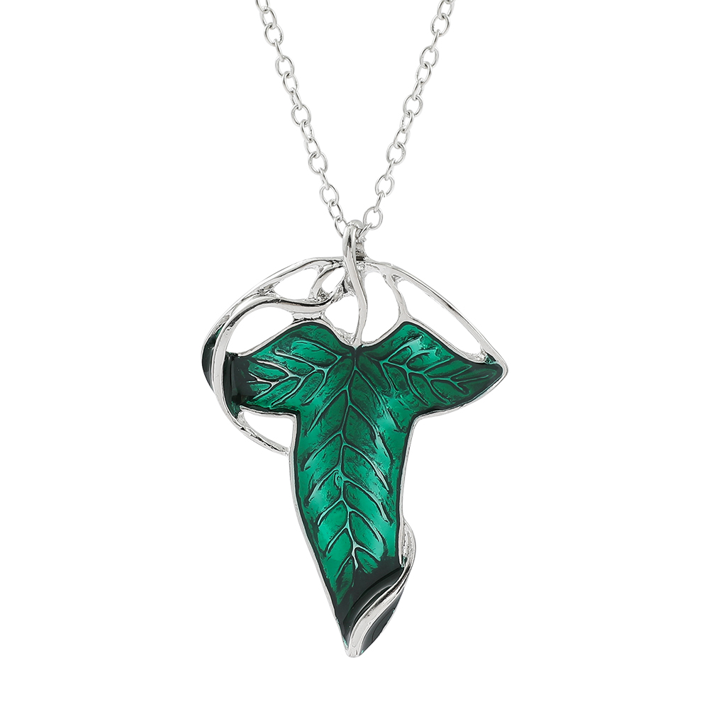 Vintage Item - Vintage Green Leaf Pendant Necklace Exquisite