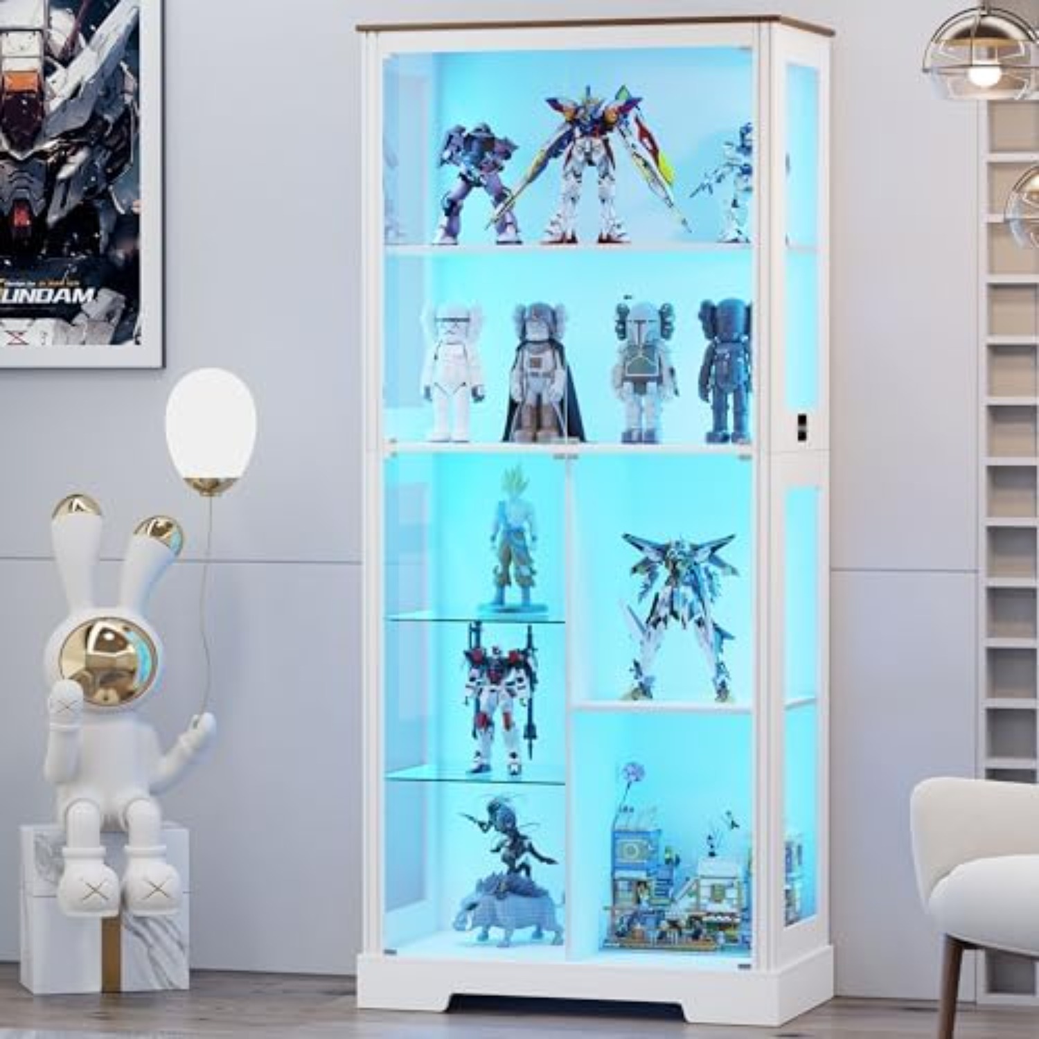 Collectible & Vintage Dolls For Wedding - 71'' Display Cabinet with 5-Tier and