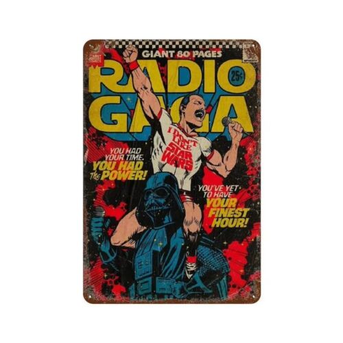 Vintage Collectible Tins - Y1,Queen Radio Gaga Comic Style Wall