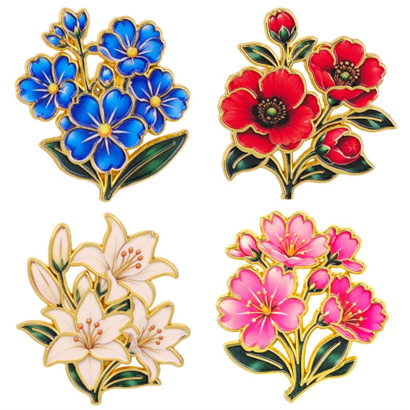 Vintage Item - Cute Vintage Colorful Floral Enamel Pin