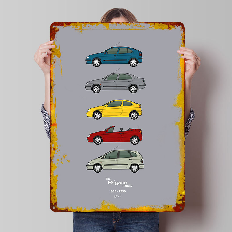 Vintage Collectible Tins - Sports Car Megane Collection 1995-1999 Printed