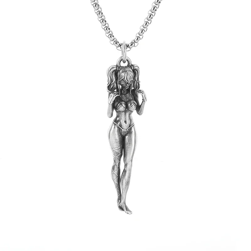 Vintage Collectible Figures - Retro Silver-Plated Ugly Female Doll Pendant