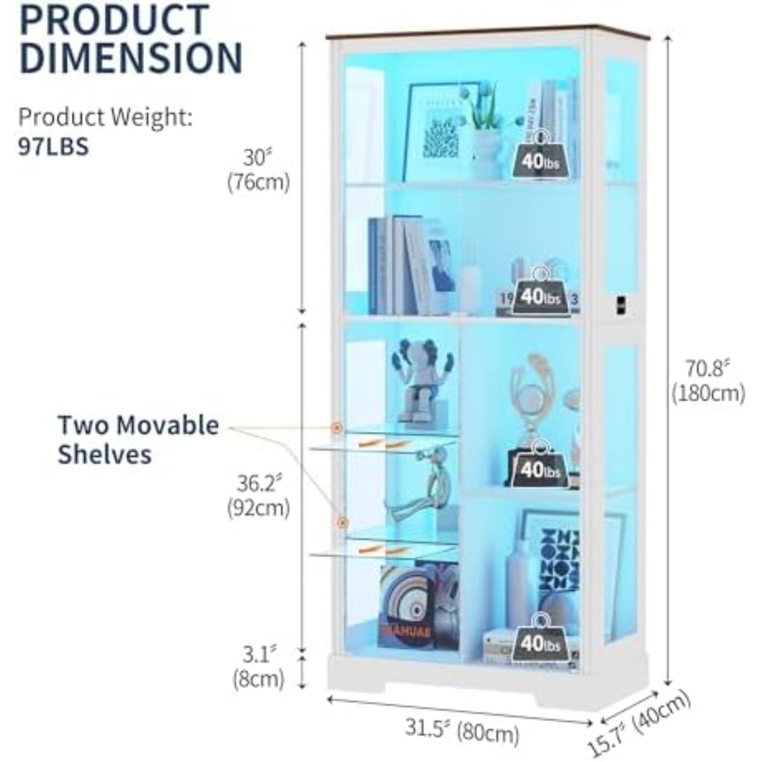 71'' Display Cabinet with 5-Ti - огляд і ціна Collectible & Vintage Dolls For Wedding